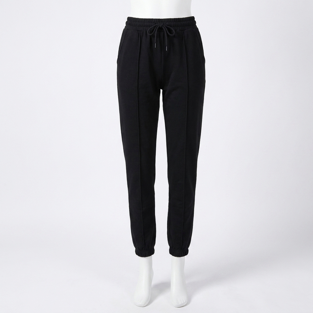 NEW AMBAR high-rise cotton jogger pants in black